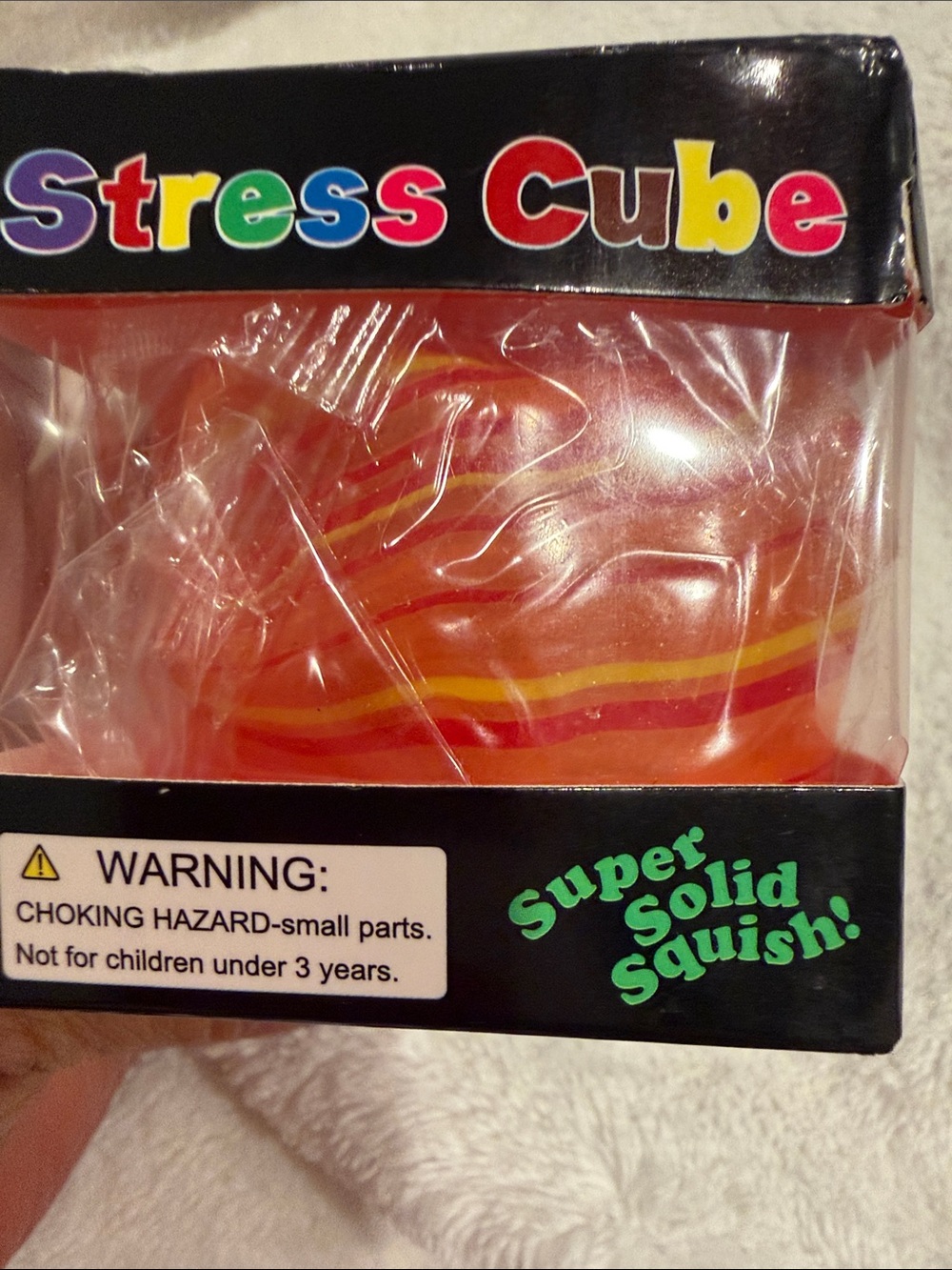 Stress Cube - Orange Striped Squishy Toy